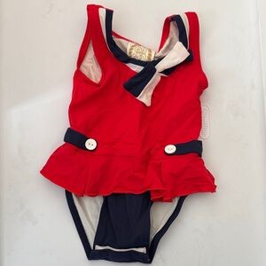 TBBC Red and Navy Swimsuit with Bow
